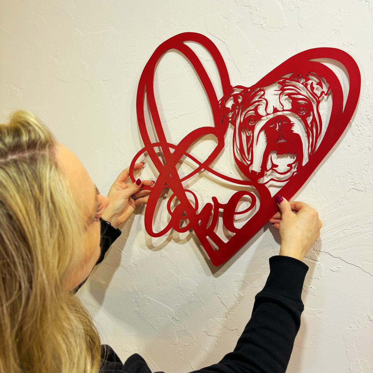 My Love, My Heart English Bulldog Metal Wall Art - BullyBellyMetal Sign