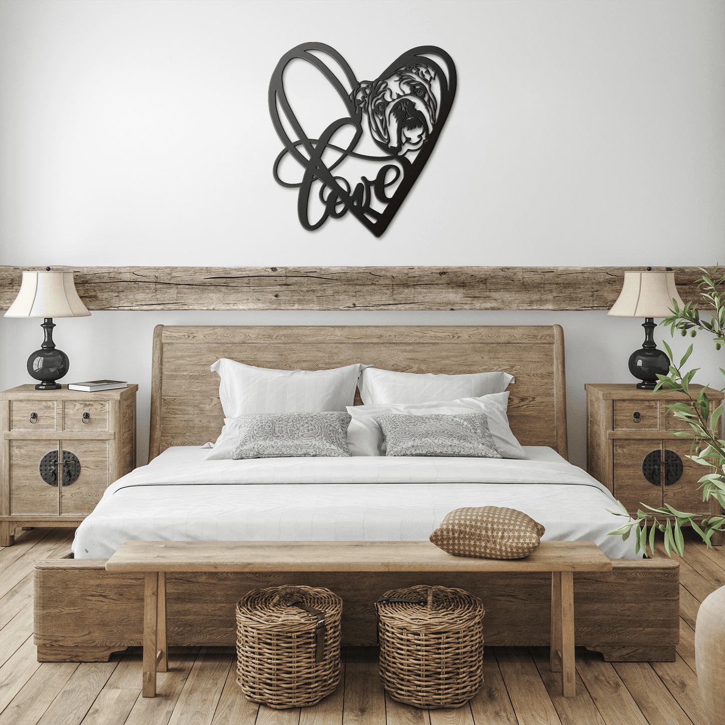 My Love, My Heart English Bulldog Metal Wall Art - BullyBellyMetal Sign