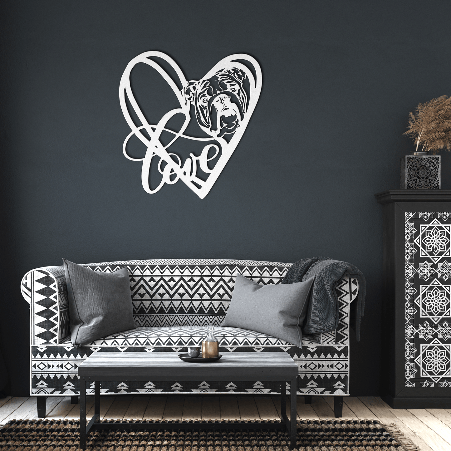 My Love, My Heart English Bulldog Metal Wall Art - BullyBellyMetal Sign