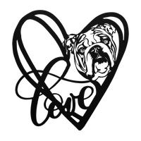 My Love, My Heart English Bulldog Metal Wall Art - BullyBellyMetal Sign