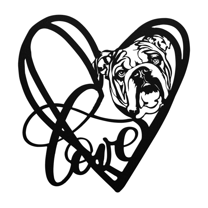 My Love, My Heart English Bulldog Metal Wall Art - BullyBellyMetal Sign