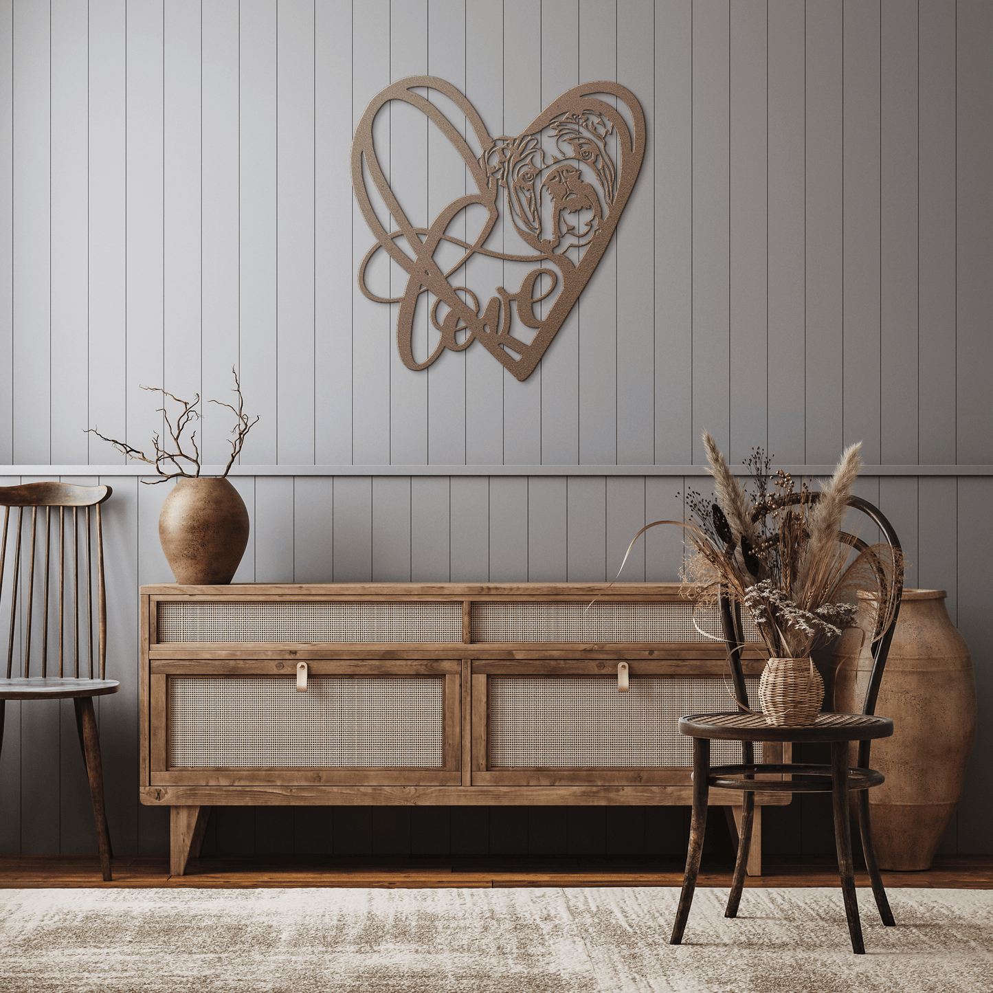 My Love, My Heart English Bulldog Metal Wall Art - BullyBellyMetal Sign