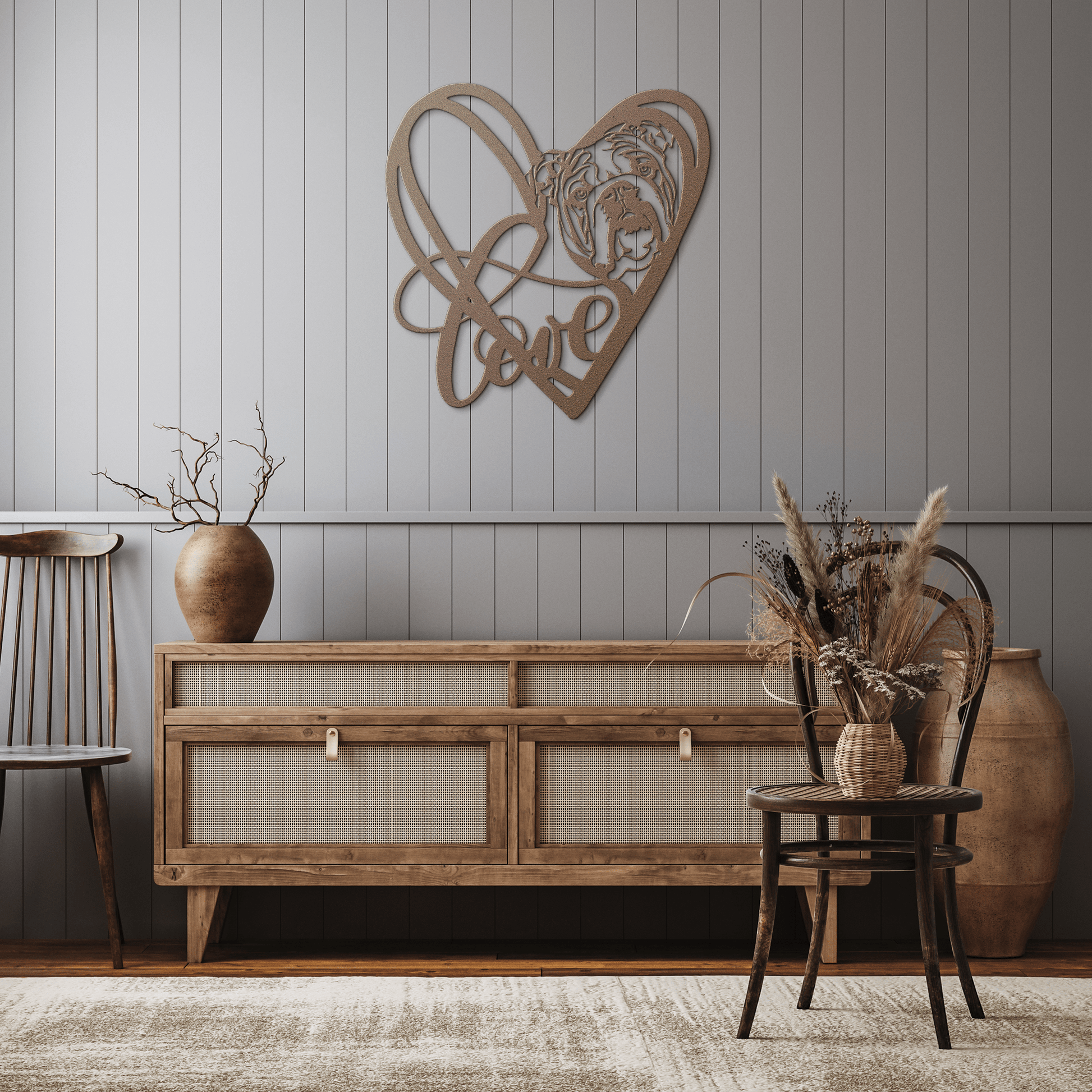 My Love, My Heart English Bulldog Metal Wall Art - BullyBellyMetal Sign