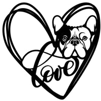 My Love, My Heart Frenchie Metal Wall Art - BullyBellyFrench Bulldog - Custom