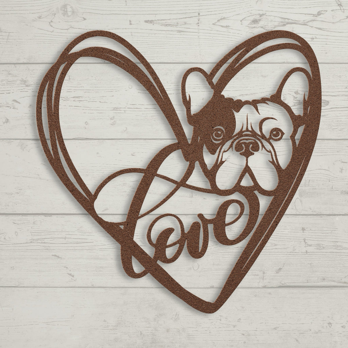My Love, My Heart Frenchie Metal Wall Art - BullyBellyMetal Sign