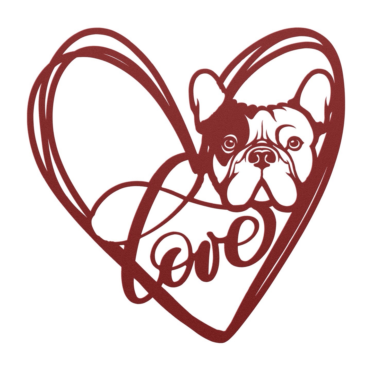 My Love, My Heart Frenchie Metal Wall Art - BullyBellyMetal Sign