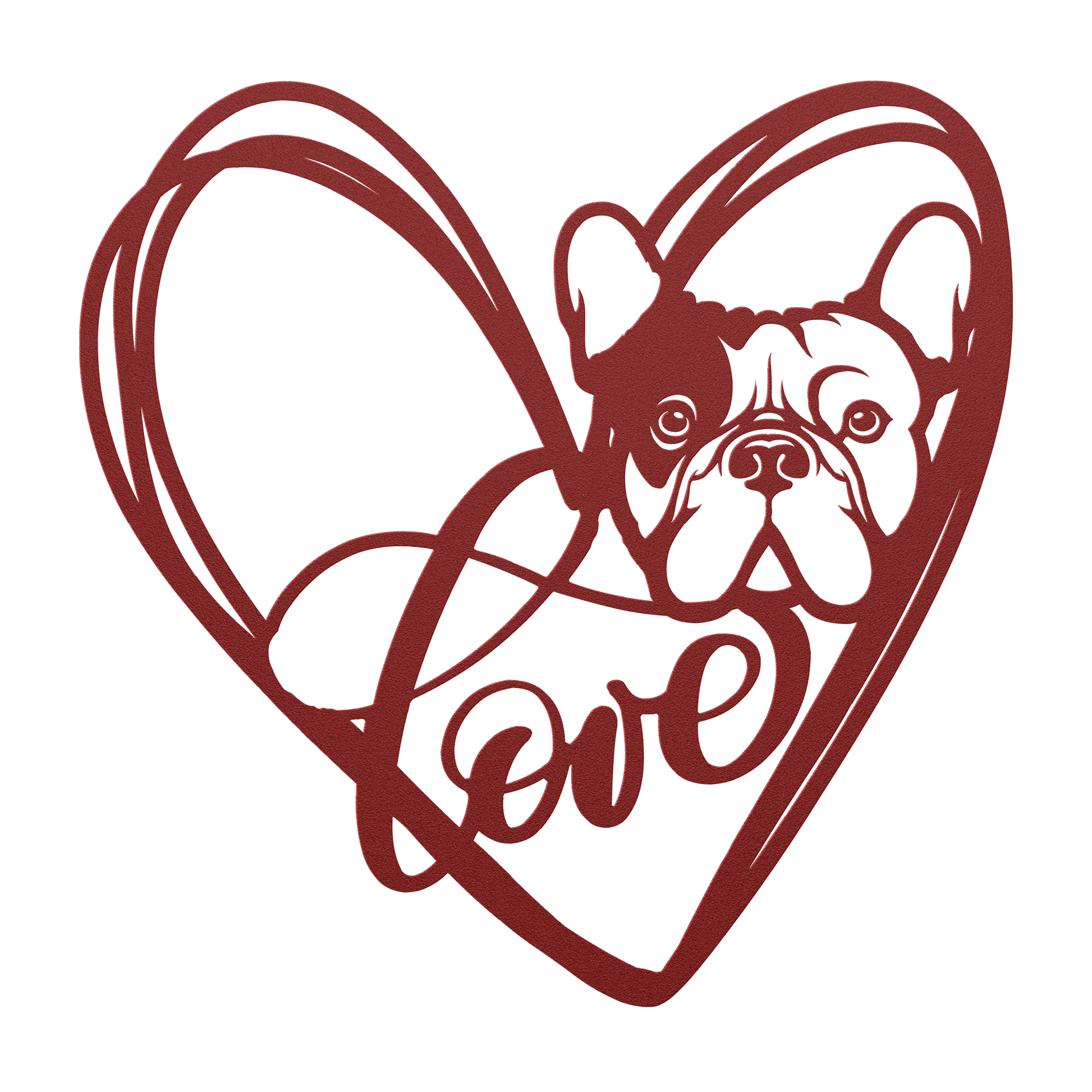 My Love, My Heart Frenchie Metal Wall Art - BullyBellyMetal Sign