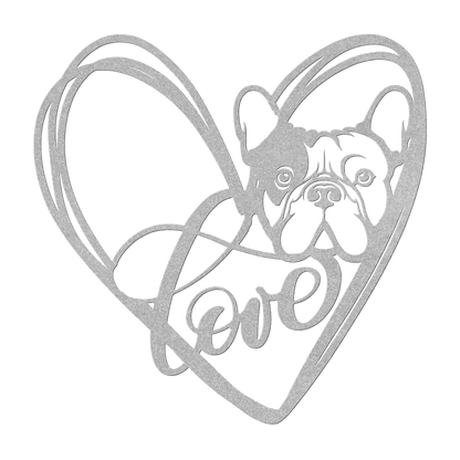My Love, My Heart Frenchie Metal Wall Art - BullyBellyMetal Sign