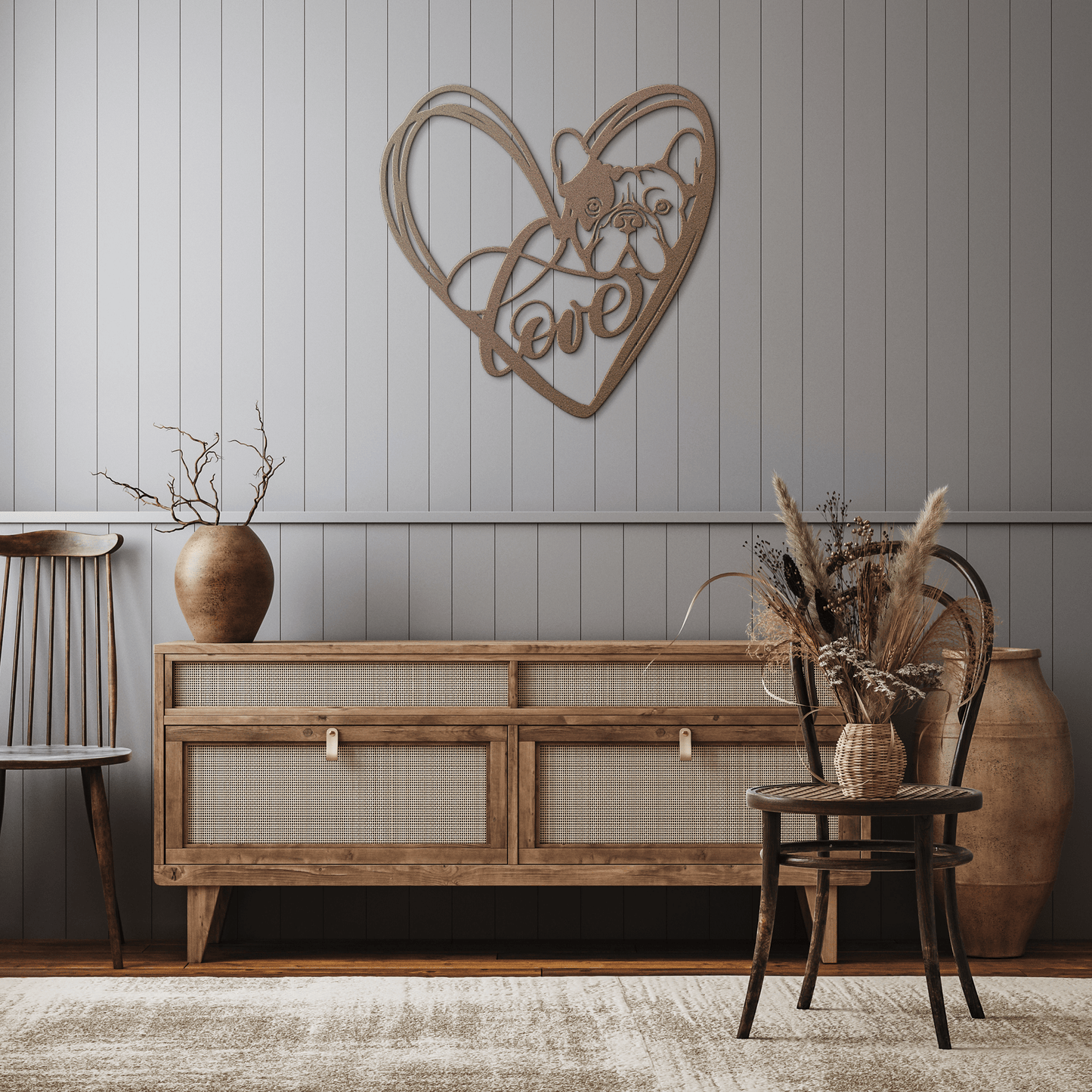 My Love, My Heart Frenchie Metal Wall Art - BullyBellyMetal Sign