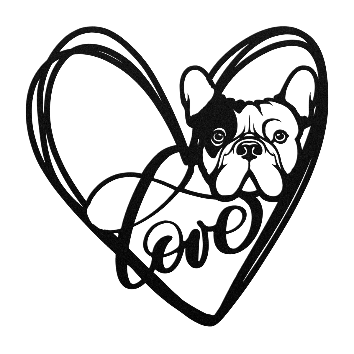 My Love, My Heart Frenchie Metal Wall Art - BullyBellyMetal Sign
