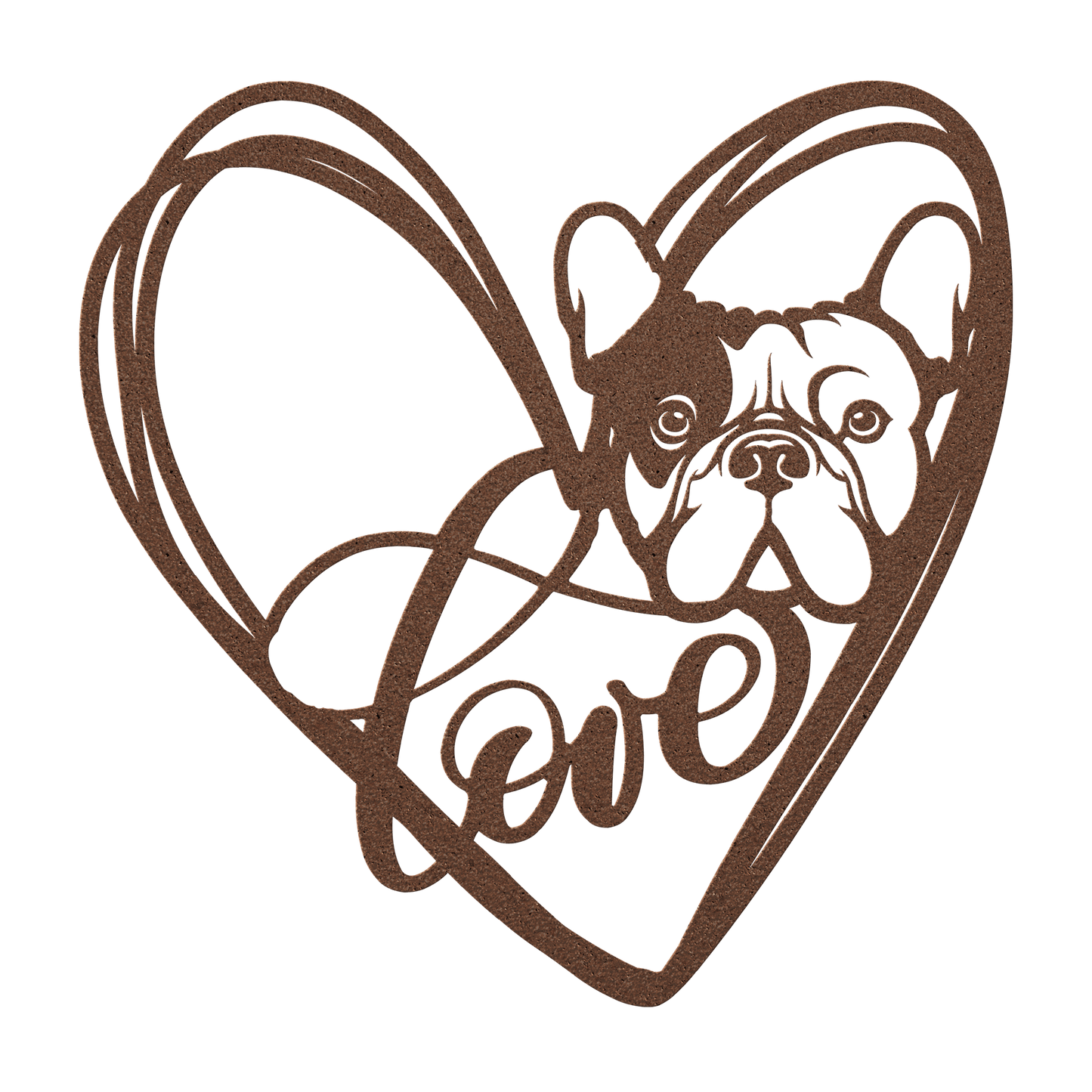 My Love, My Heart Frenchie Metal Wall Art - BullyBellyMetal Sign