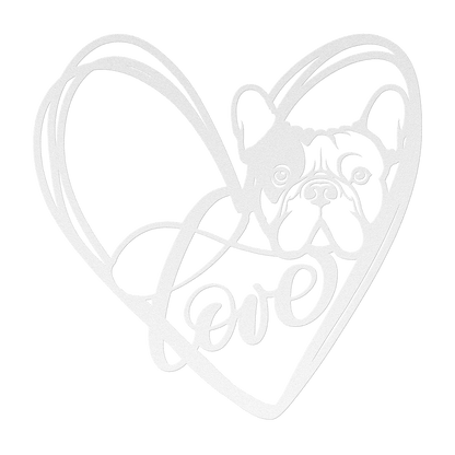 My Love, My Heart Frenchie Metal Wall Art - BullyBellyMetal Sign