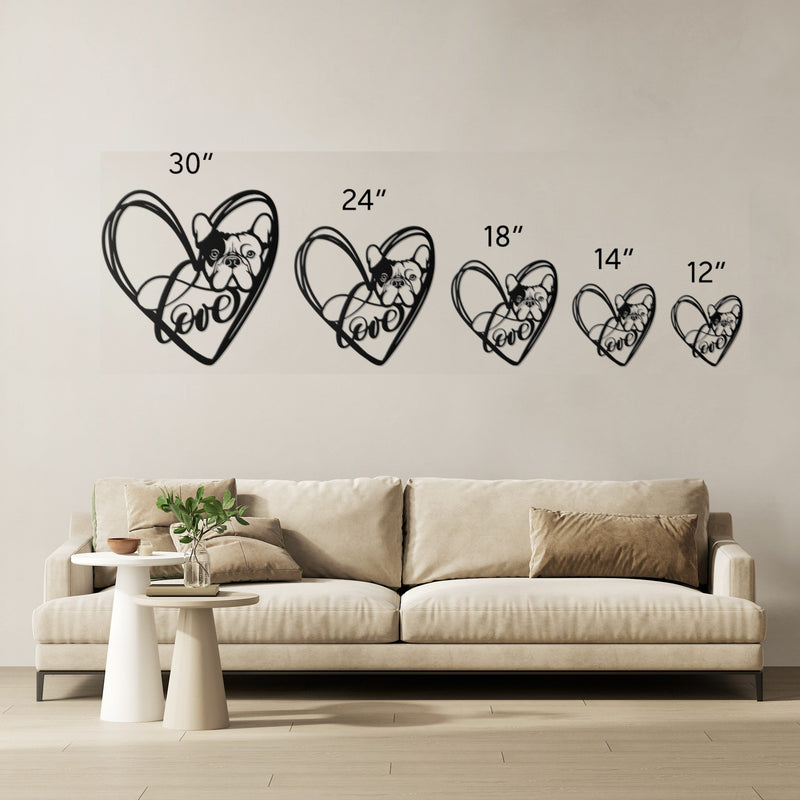 My Love, My Heart Frenchie Metal Wall Art - BullyBellyWall Art