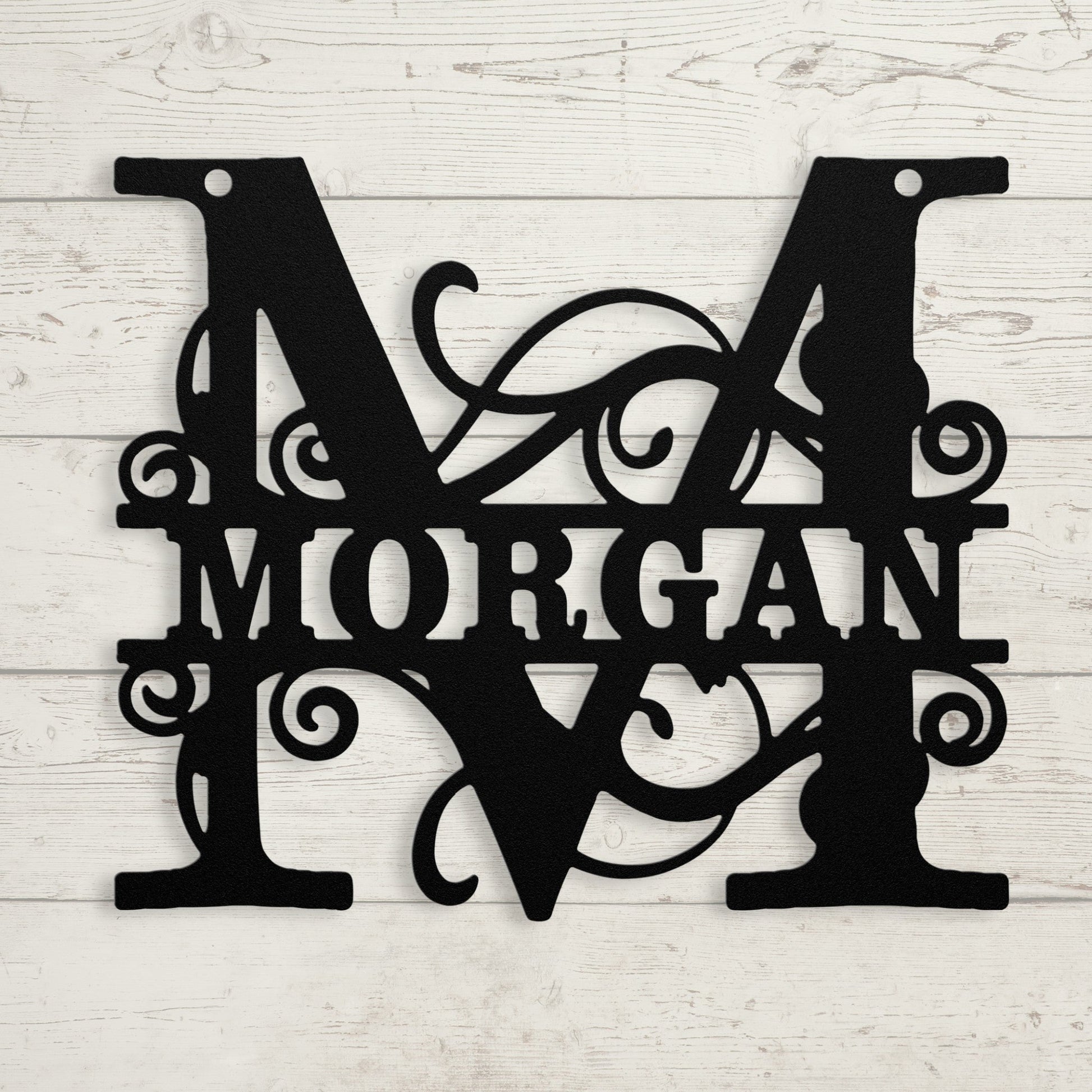 Ornate Split Letter Monogram Metal Sign - BullyBellyMetal Sign