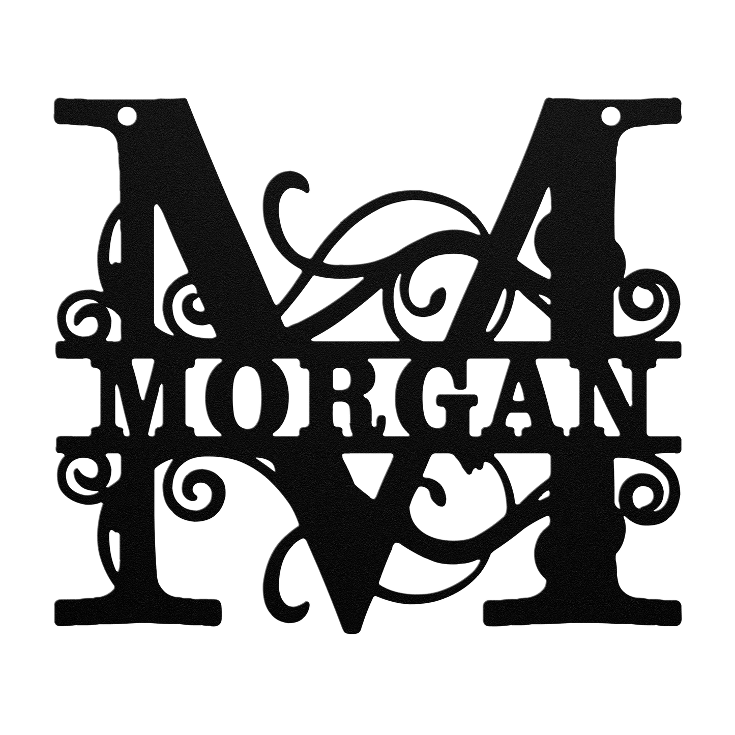 Ornate Split Letter Monogram Metal Sign - BullyBellyMetal Sign