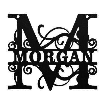 Ornate Split Letter Monogram Metal Sign - BullyBellyMetal Sign