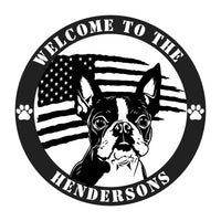 Patriotic Boston Terrier Custom Metal Wall Sign - BullyBellyBoston Terrier