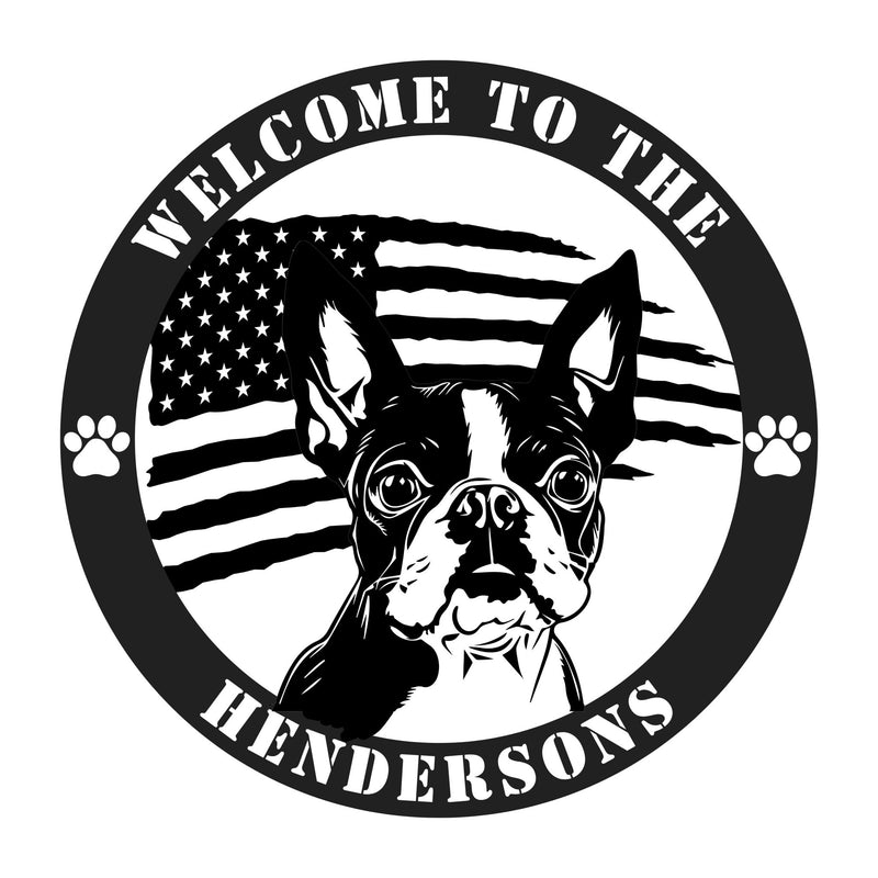 Patriotic Boston Terrier Custom Metal Wall Sign - BullyBellyBoston Terrier