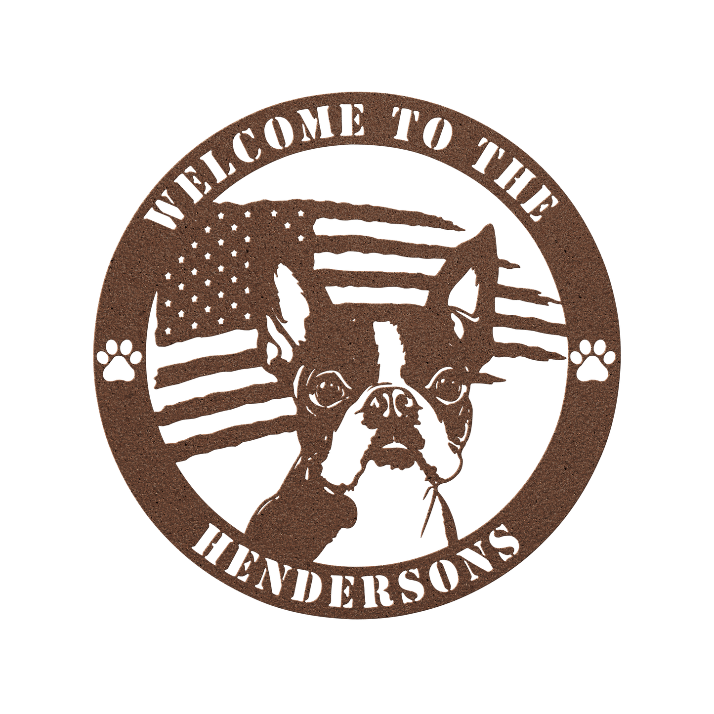 Patriotic Boston Terrier Custom Metal Wall Sign - BullyBellyMetal Sign