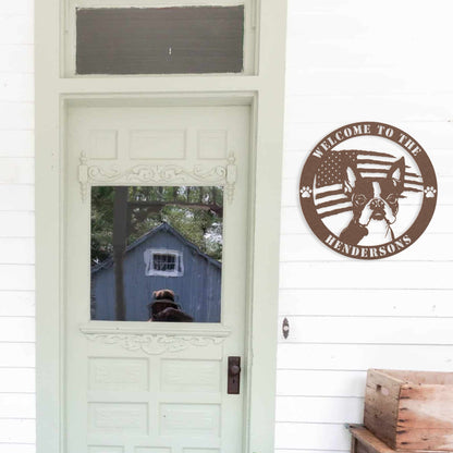 Patriotic Boston Terrier Custom Metal Wall Sign - BullyBellyMetal Sign