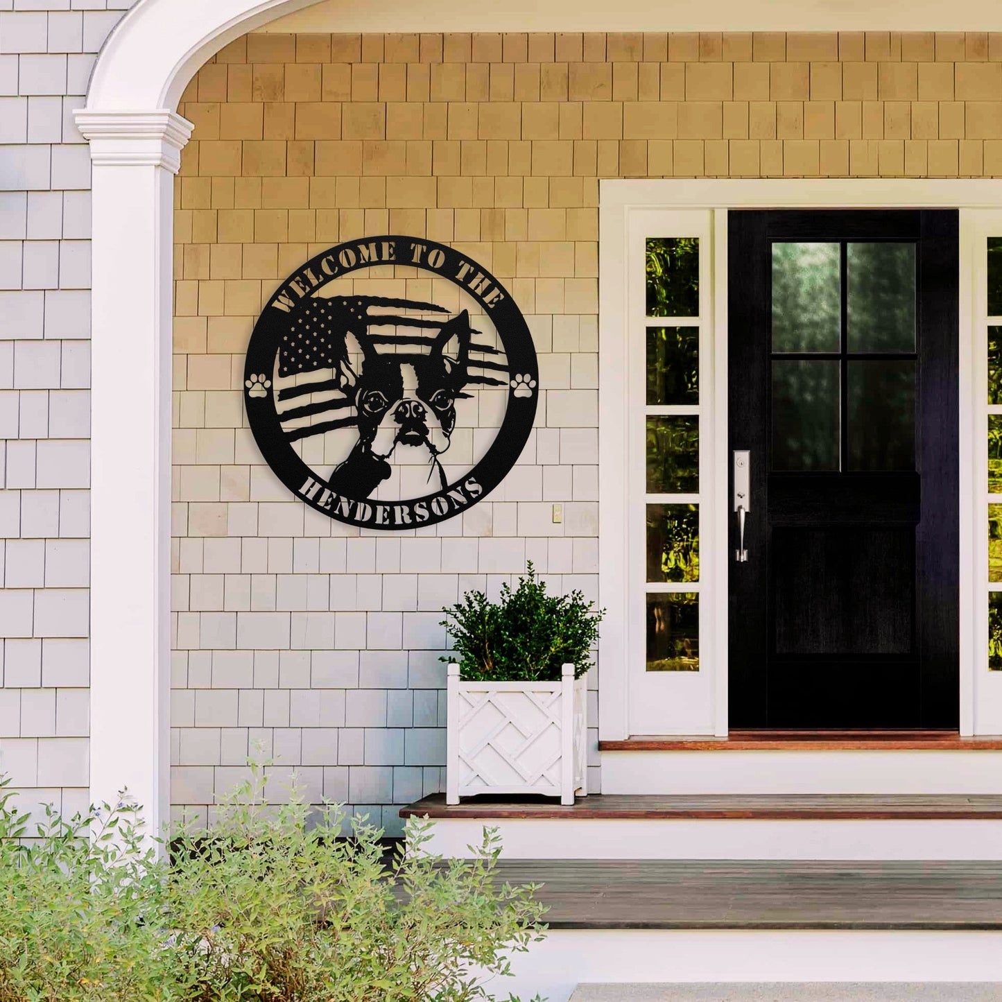 Patriotic Boston Terrier Custom Metal Wall Sign - BullyBellyMetal Sign