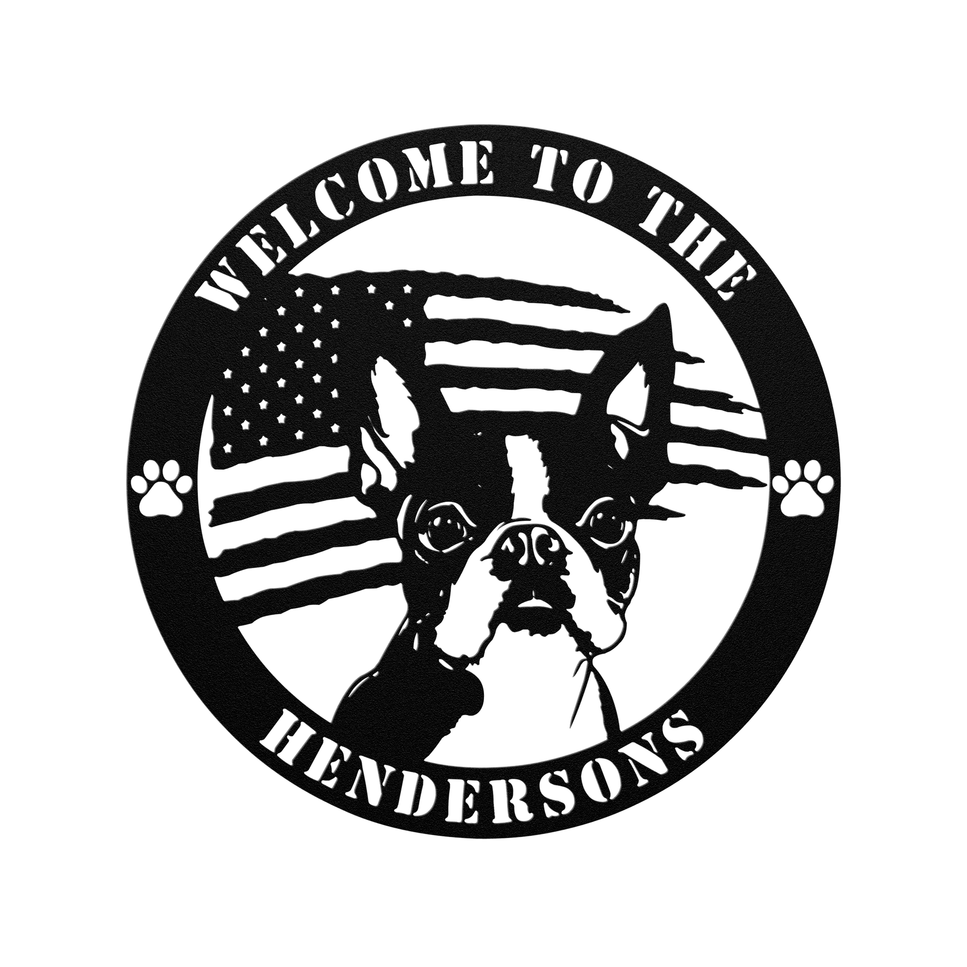 Patriotic Boston Terrier Custom Metal Wall Sign - BullyBellyMetal Sign