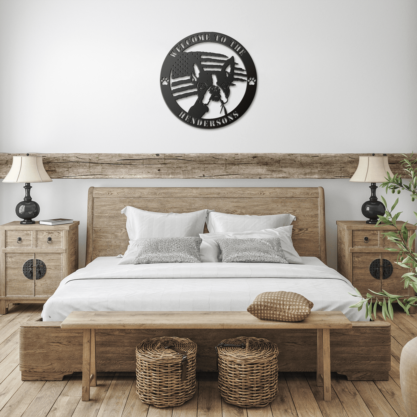 Patriotic Boston Terrier Custom Metal Wall Sign - BullyBellyMetal Sign