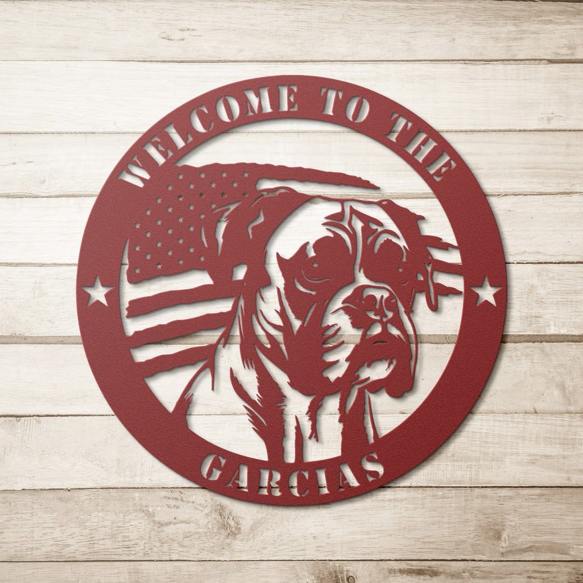 Patriotic Boxer Custom Metal Wall Sign - BullyBellyWall Art