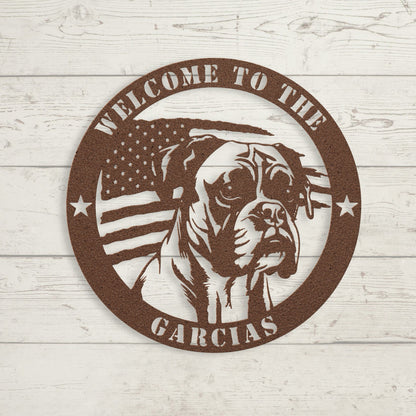 Patriotic Boxer Custom Metal Wall Sign - BullyBellyMetal Sign