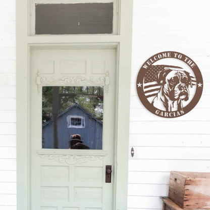 Patriotic Boxer Custom Metal Wall Sign - BullyBellyMetal Sign