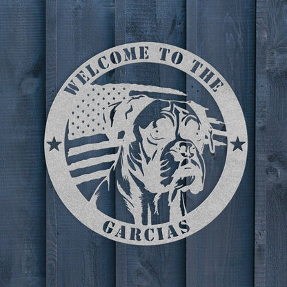 Patriotic Boxer Custom Metal Wall Sign - BullyBellyMetal Sign