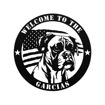 Patriotic Boxer Custom Metal Wall Sign - BullyBellyMetal Sign