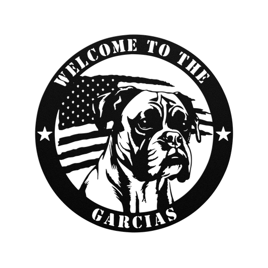 Patriotic Boxer Custom Metal Wall Sign - BullyBellyMetal Sign