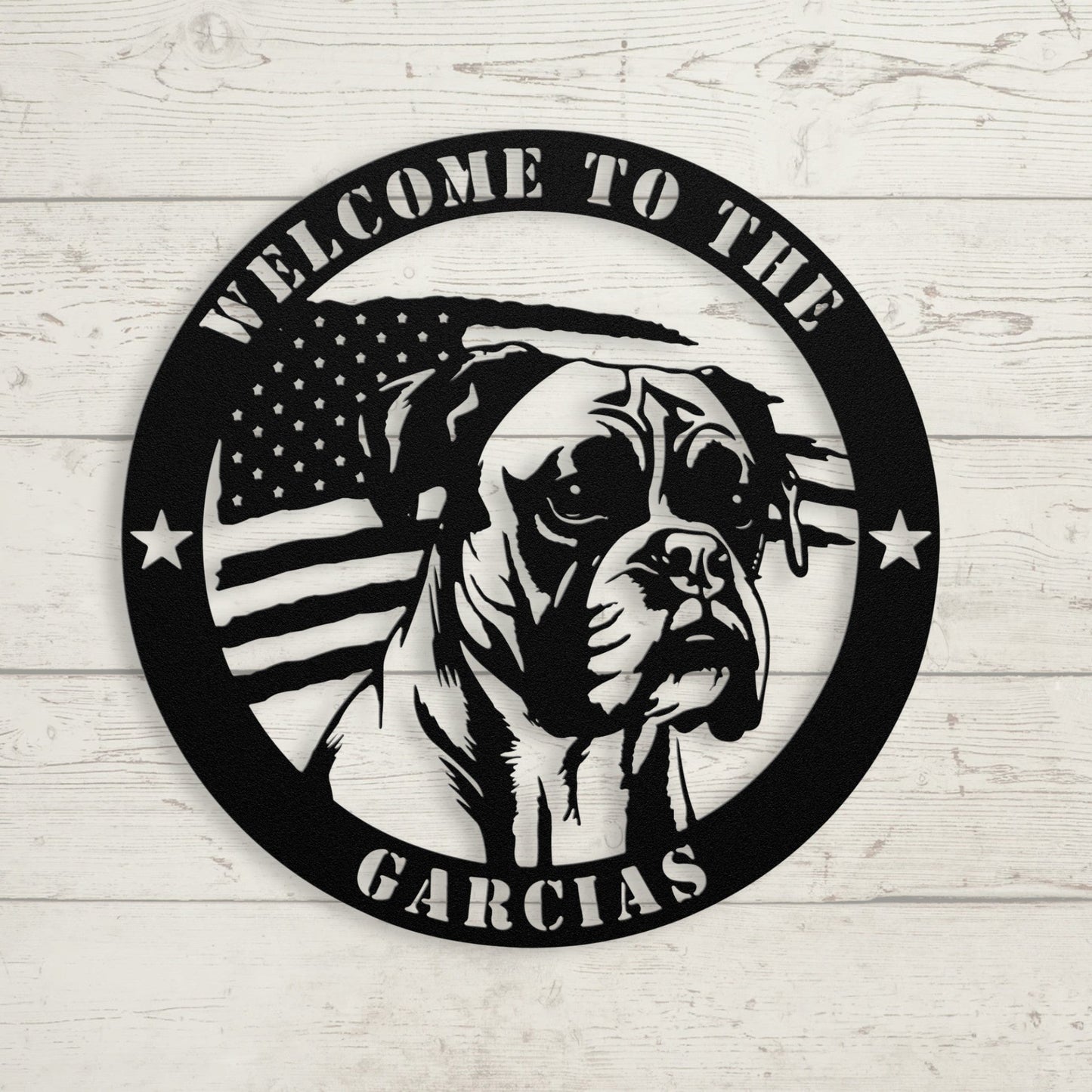 Patriotic Boxer Custom Metal Wall Sign - BullyBellyMetal Sign
