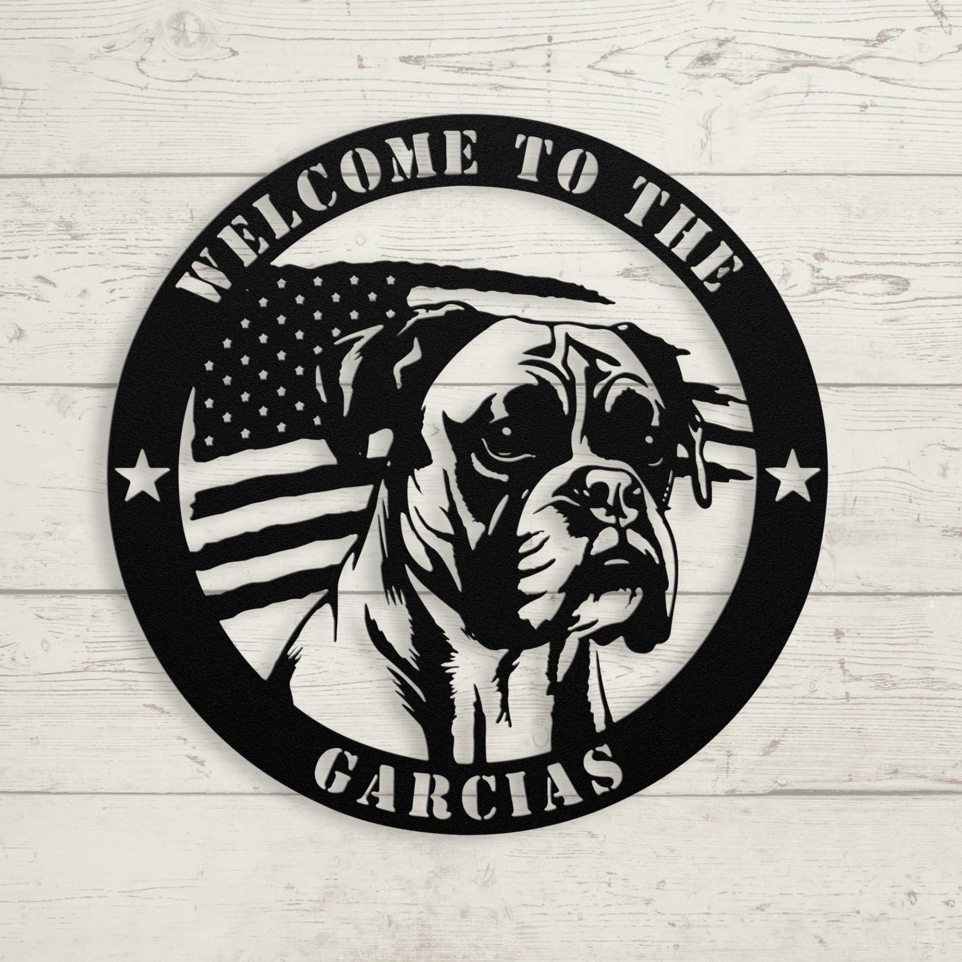 Patriotic Boxer Custom Metal Wall Sign - BullyBellyMetal Sign