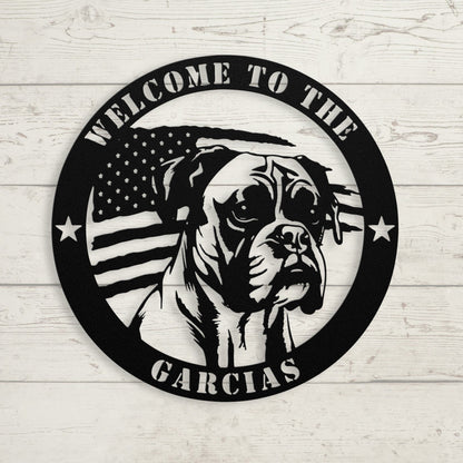 Patriotic Boxer Custom Metal Wall Sign - BullyBellyMetal Sign