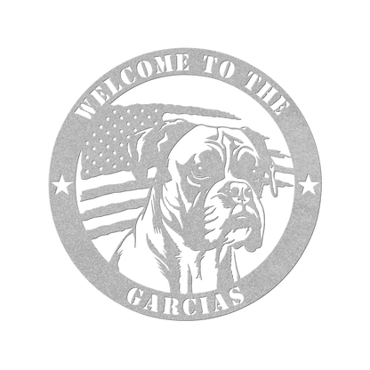 Patriotic Boxer Custom Metal Wall Sign - BullyBellyMetal Sign