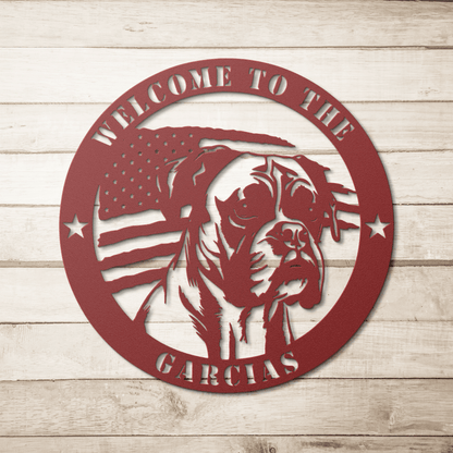 Patriotic Boxer Custom Metal Wall Sign - BullyBellyMetal Sign