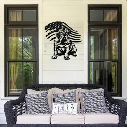 Patriotic Bulldog Metal Wall Art - BullyBellyMetal Sign