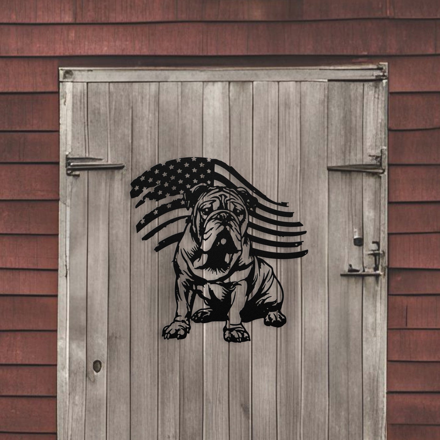 Patriotic Bulldog Metal Wall Art - BullyBellyMetal Sign