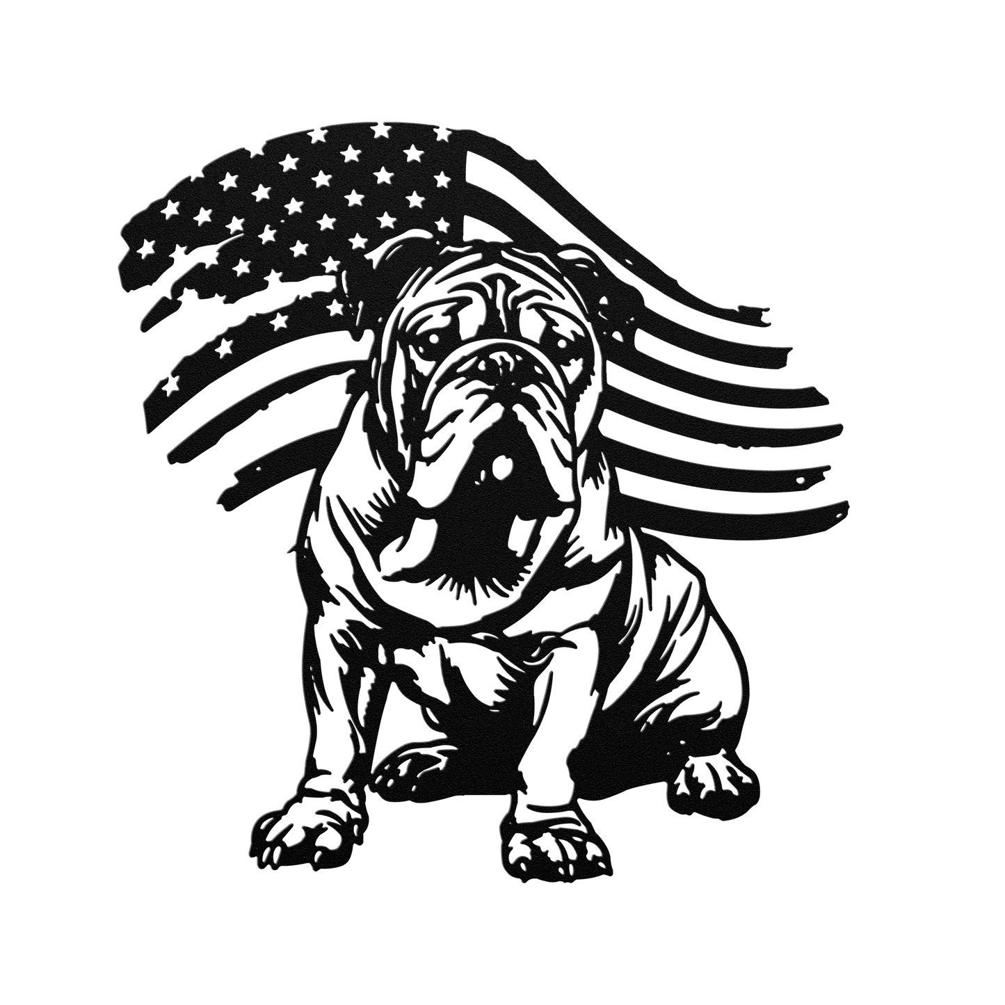 Patriotic Bulldog Metal Wall Art - BullyBellyMetal Sign
