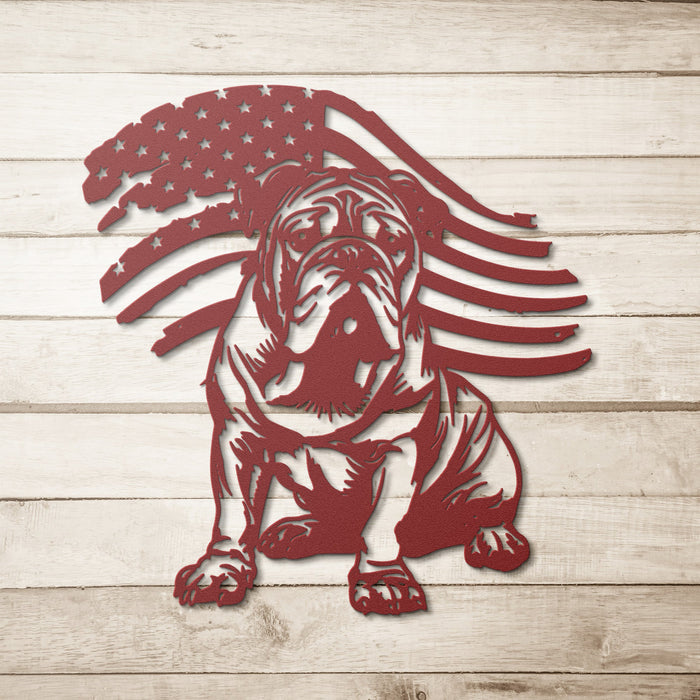 Patriotic Bulldog Metal Wall Art - BullyBellyPatriotic