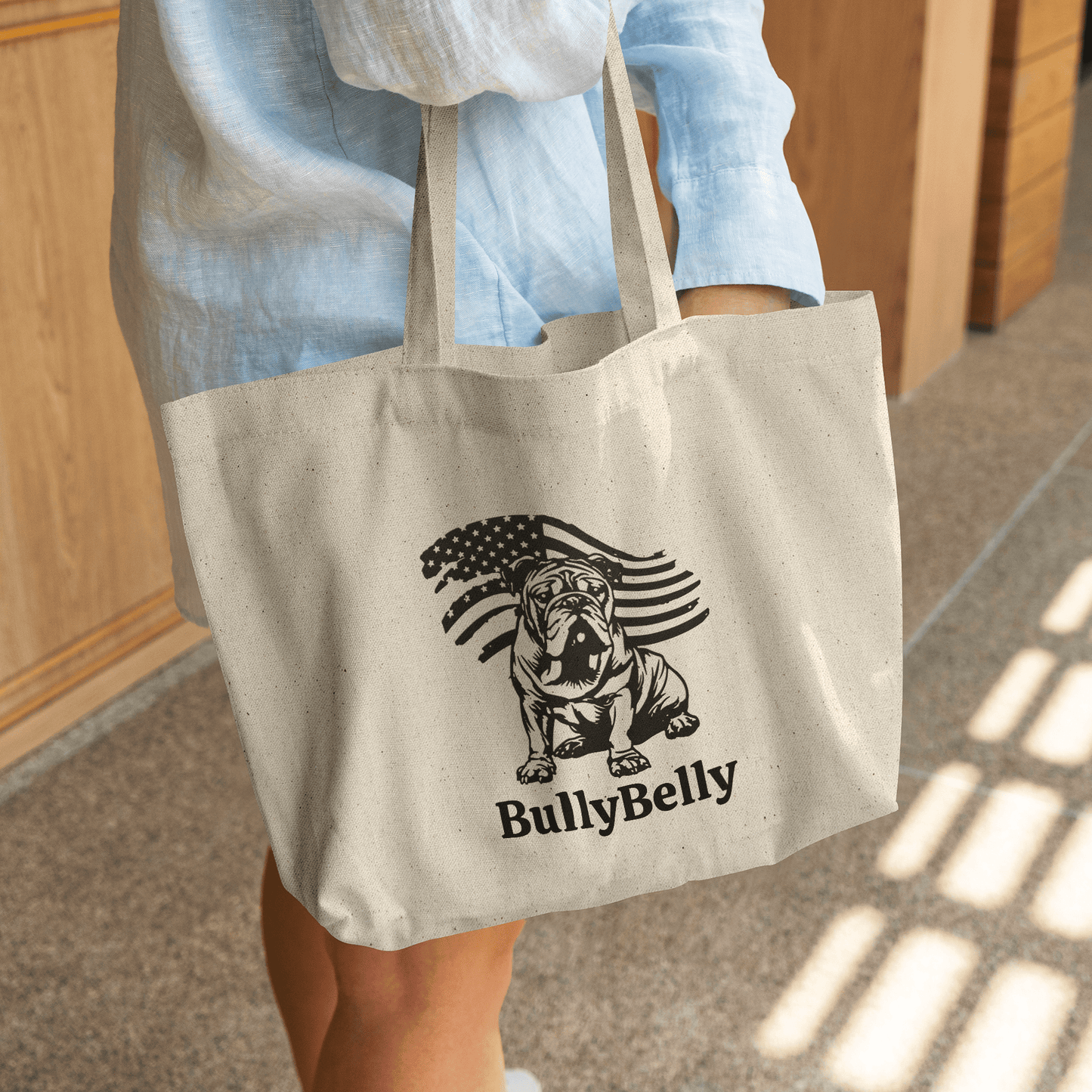 Patriotic English Bulldog Gusseted Tote Bag - BullyBellyTote Bag