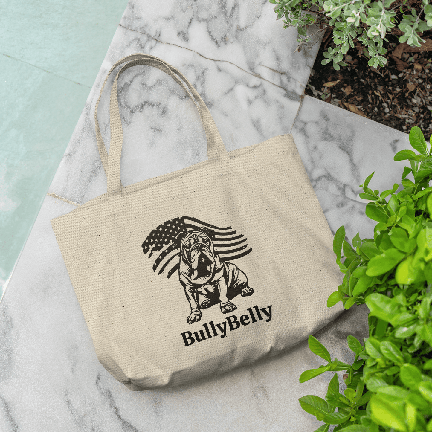 Patriotic English Bulldog Gusseted Tote Bag - BullyBellyTote Bag