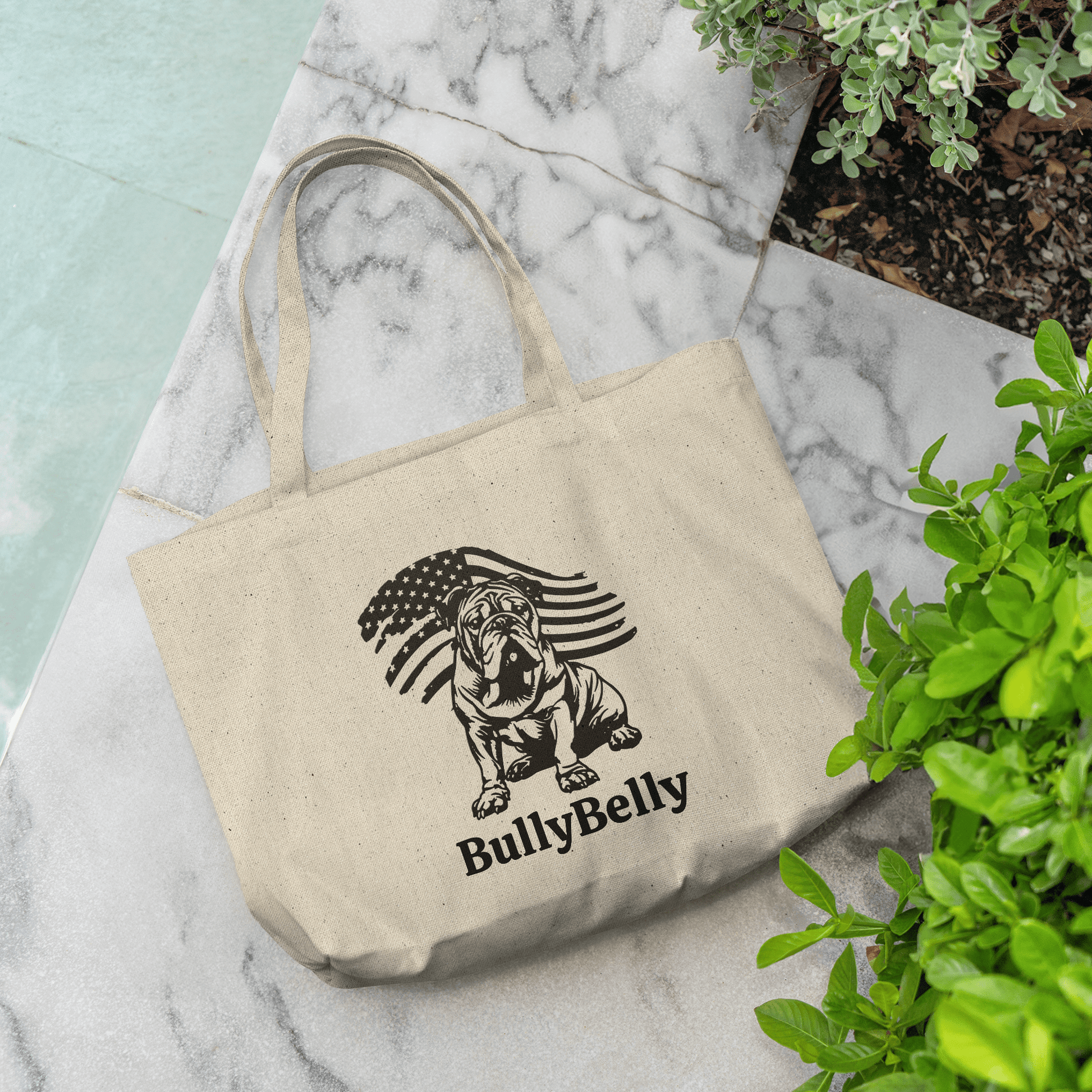 Patriotic English Bulldog Gusseted Tote Bag - BullyBellyTote Bag