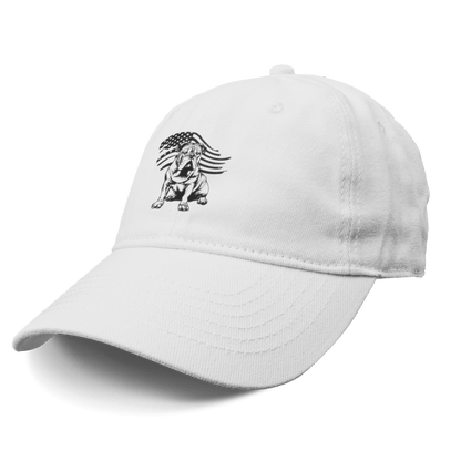 Patriotic English Bulldog Hat – Adjustable Cotton Canvas Cap with American Flag Design - BullyBellyAccessories