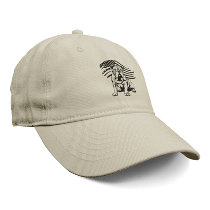 Patriotic English Bulldog Hat – Adjustable Cotton Canvas Cap with American Flag Design - BullyBellyAccessories