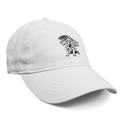 Patriotic English Bulldog Hat – Adjustable Cotton Canvas Cap with American Flag Design - BullyBellyAccessories