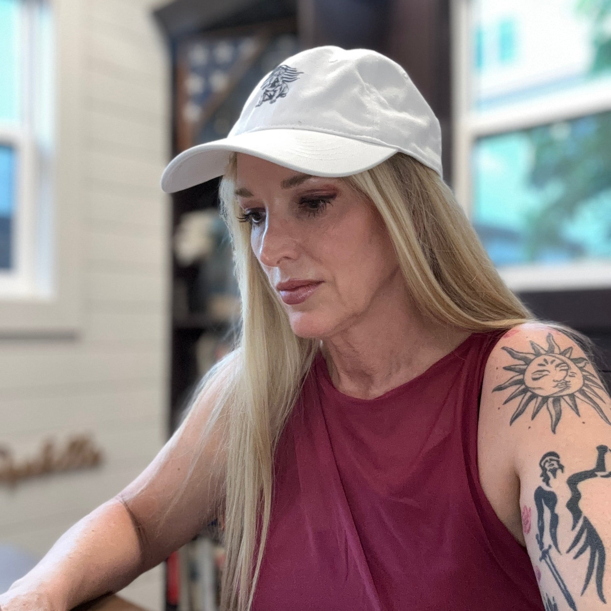 Patriotic English Bulldog Hat – Adjustable Cotton Canvas Cap with American Flag Design - BullyBellyAccessories