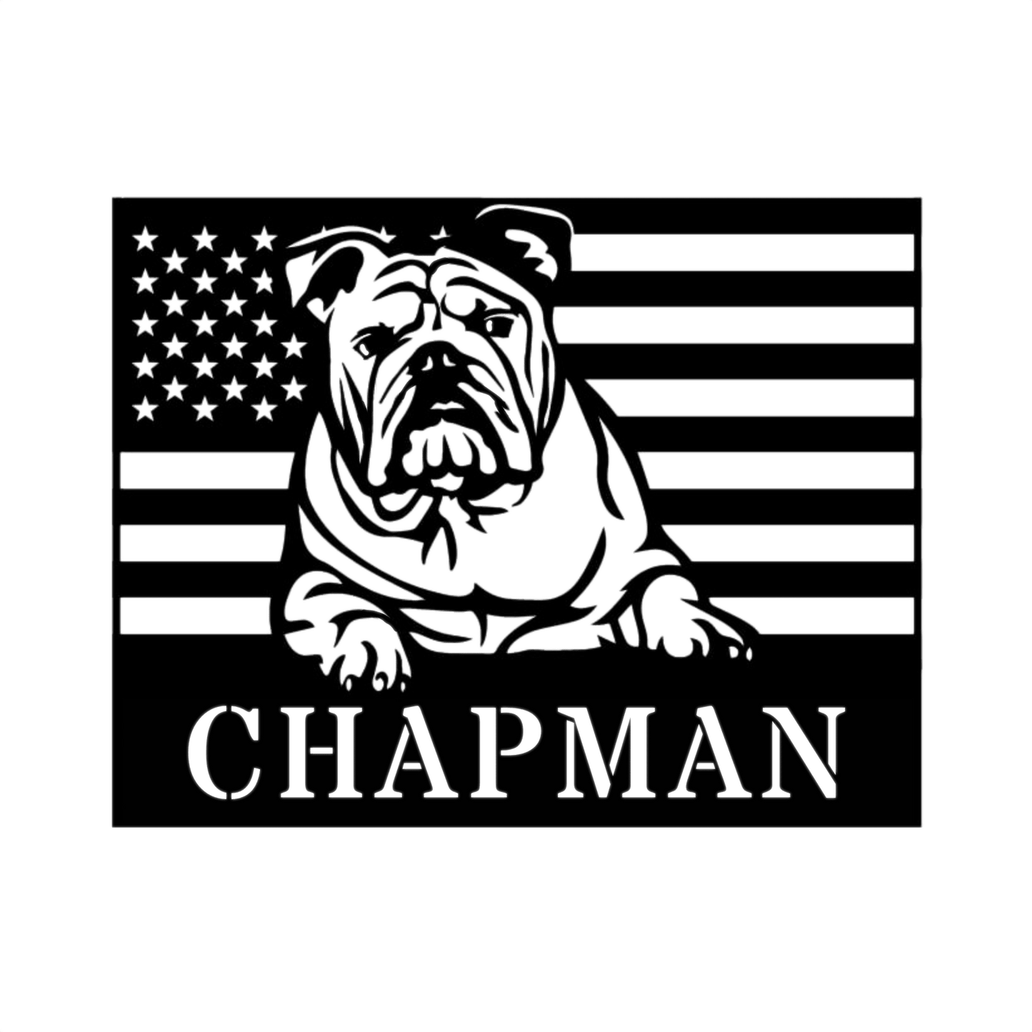 Patriotic English Bulldog Metal Wall Art – Custom American Flag Sign Made in USA - BullyBellyMetal Sign